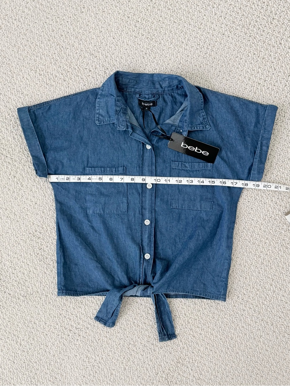 NWT Bebe Tie Front Denim Shirt - Picture 7 of 9